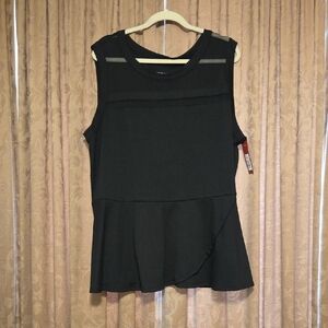Plus Size Black Sleeveless Peplum Top
